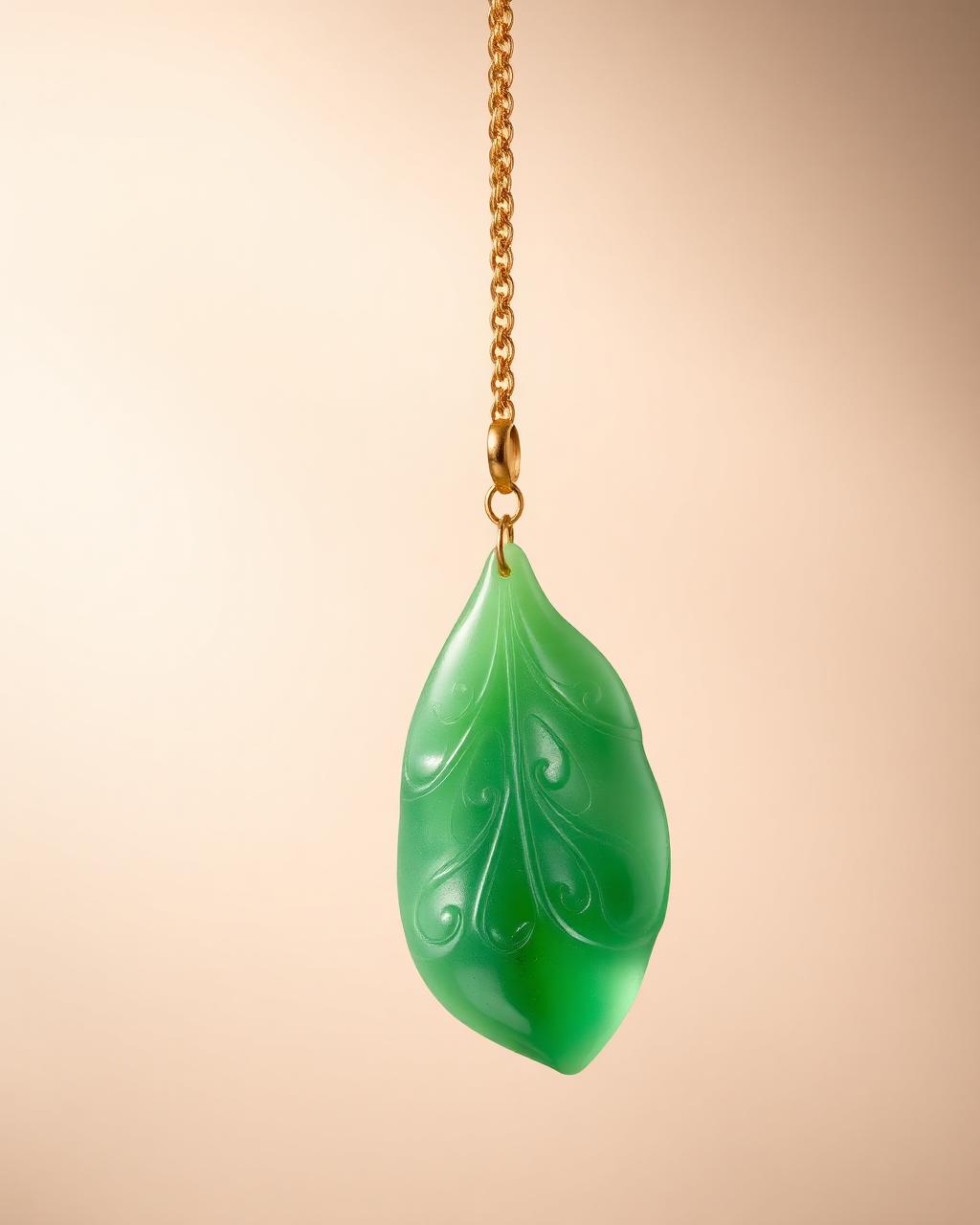 Jadeite Leaf Pendant · 18K